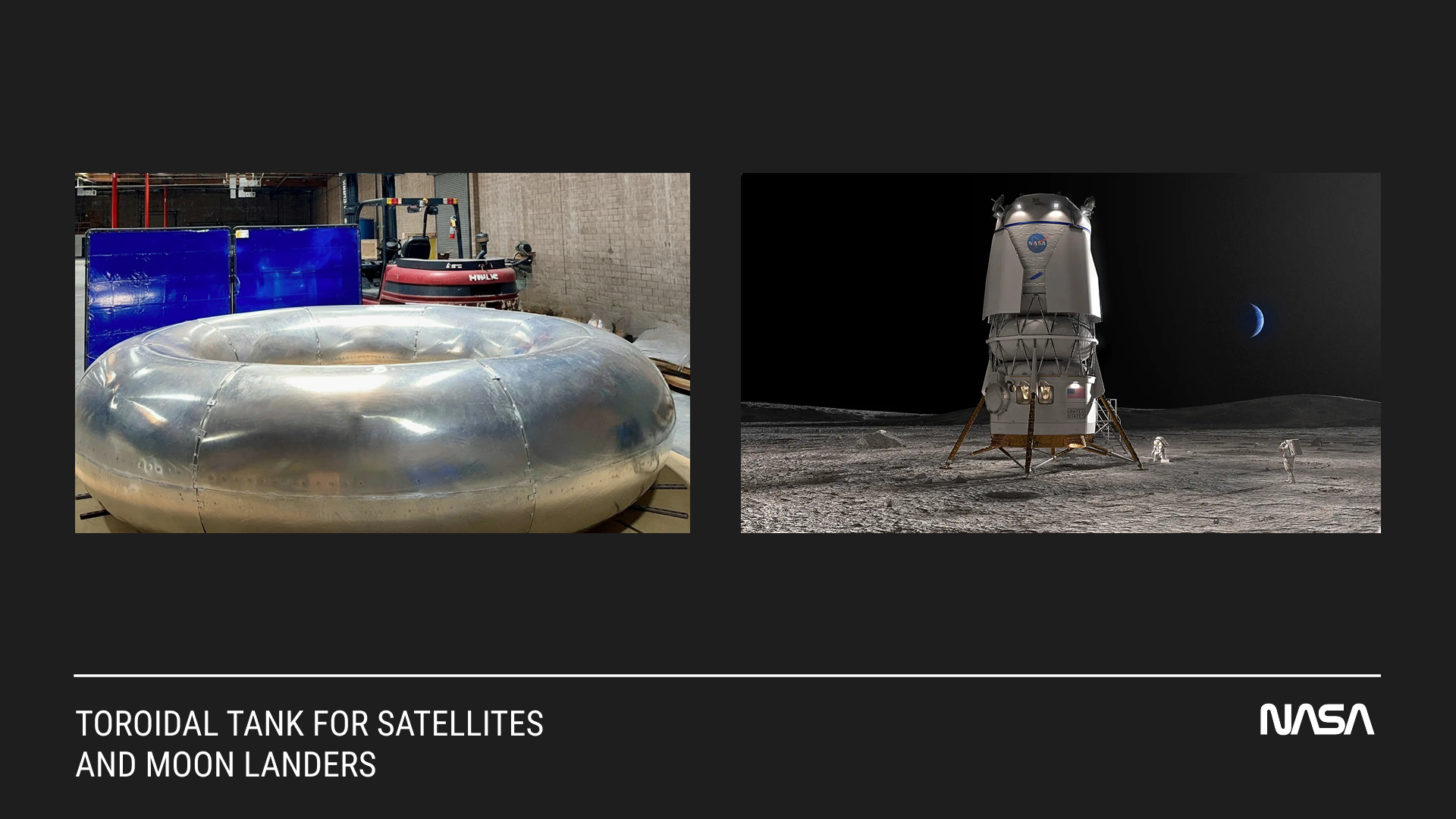 toroidal tank for moon landers and satellites